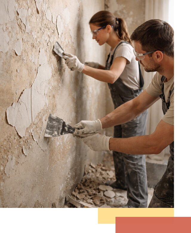 Снятие старой шпаклевки и подготовка поверхностей в Дзержинске