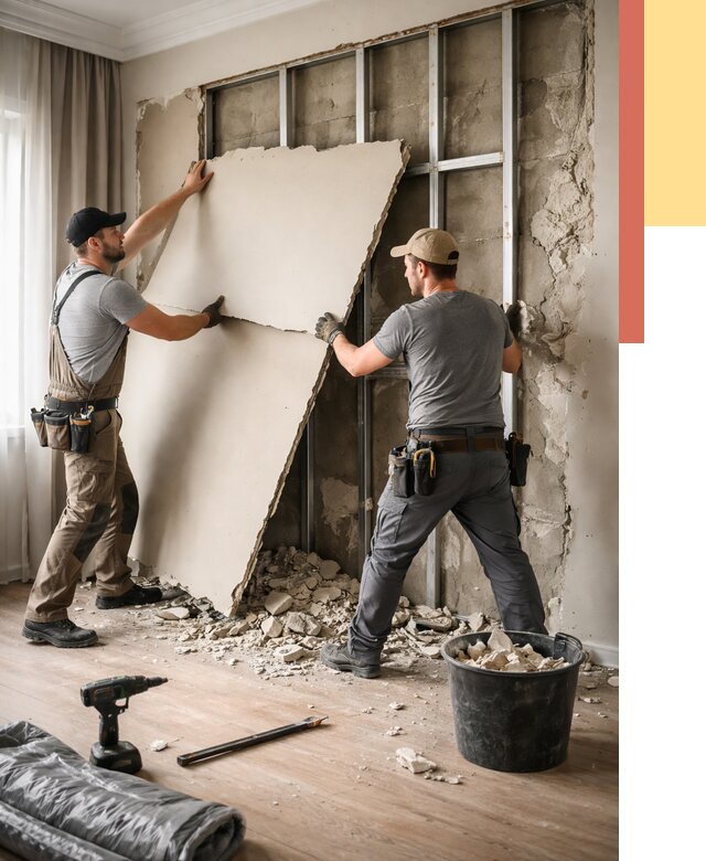 Демонтаж гипсокартона со стен в Дзержинске от 356 руб. — услуги демонтажа | ОТДЕЛОЧНИК-Дзр