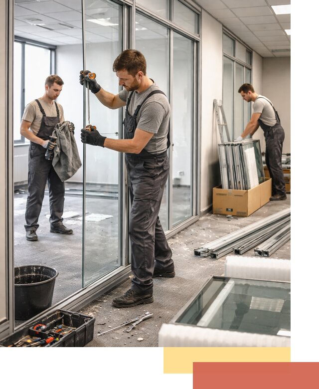 Демонтаж стеклянных перегородок в Дзержинске быстро и безопасно