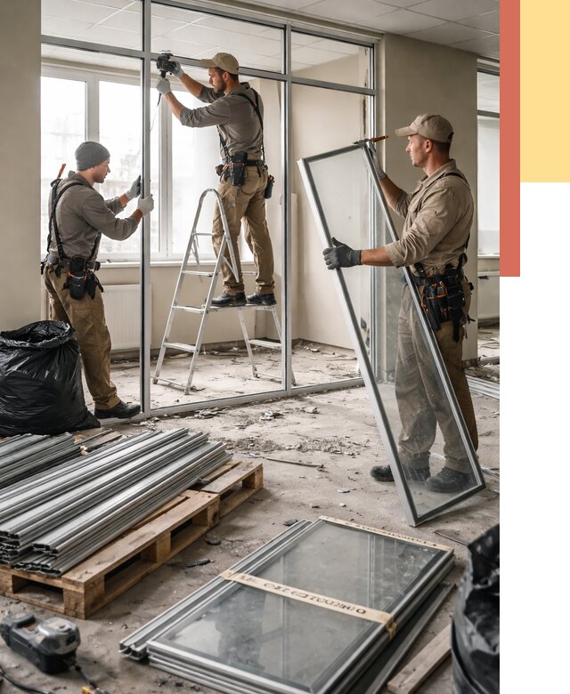 Демонтаж алюминиевых перегородок в Дзержинске от 4270 руб. — быстро и недорого | ОТДЕЛОЧНИК-Дзр