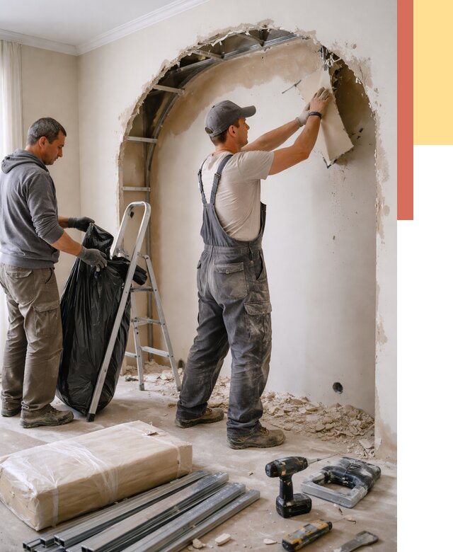 Демонтаж арки из гипсокартона в Дзержинске от 3558 руб. — услуги под ключ | ОТДЕЛОЧНИК-Дзр