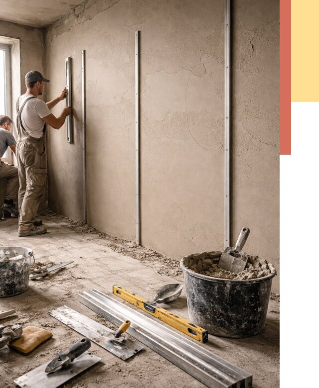 Штукатурка стен по маякам в Дзержинске от 5592 руб./м² — выравнивание под ключ | ОТДЕЛОЧНИК-Дзр