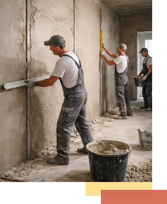 Штукатурка стен по маякам в Дзержинске — точная и ровная поверхность