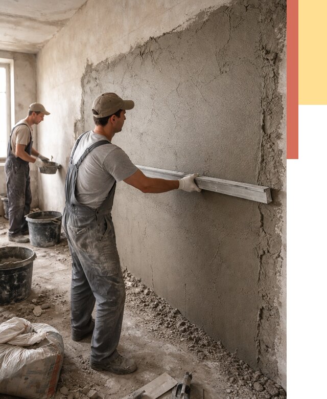 Цементная штукатурка стен в Дзержинске от 4575 руб/м2 — быстро и недорого | ОТДЕЛОЧНИК-Дзр