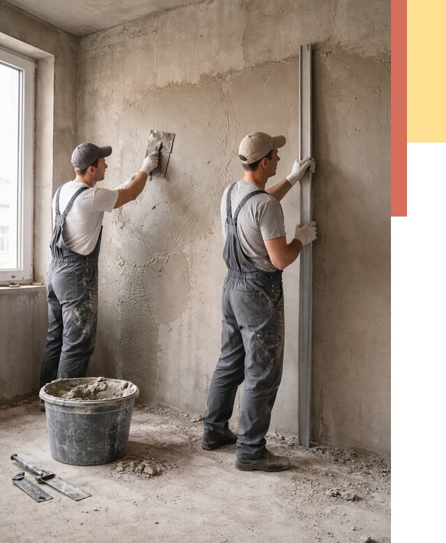 Штукатурка бетонных стен в Дзержинске от 4575 руб/м² — качественно и быстро | ОТДЕЛОЧНИК-Дзр