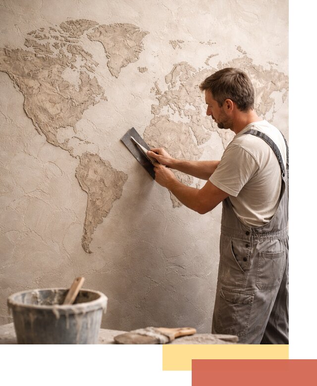 Декоративная штукатурка «Карта мира» под ключ в Дзержинске