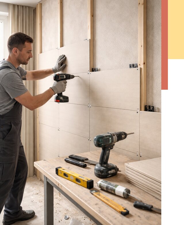 Монтаж МДФ панелей на стены в Дзержинске от 1271 руб. под ключ | ОТДЕЛОЧНИК-Дзр