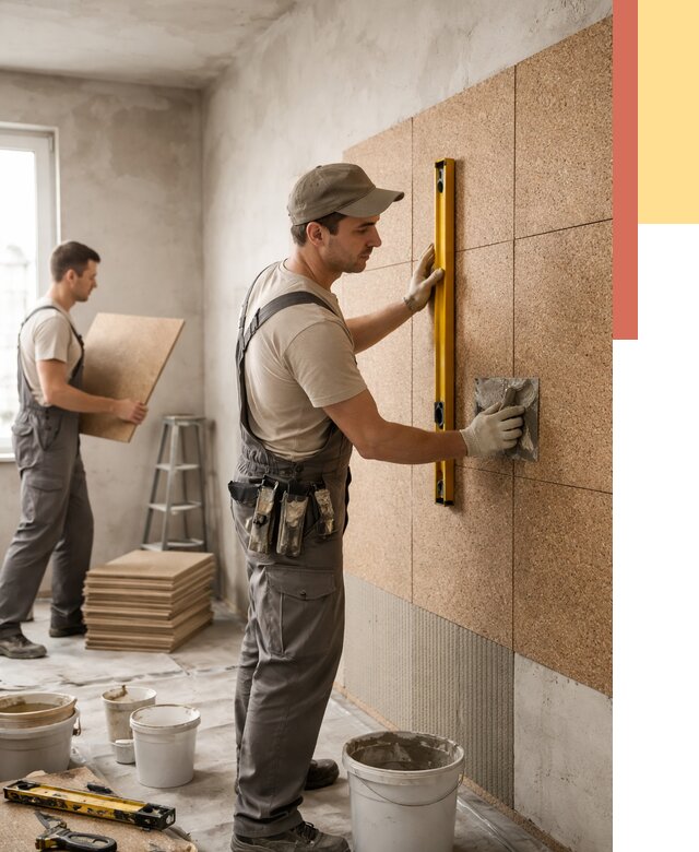 Монтаж пробковых панелей на стены в Дзержинске от 3558 руб. — ОТДЕЛОЧНИК-Дзр