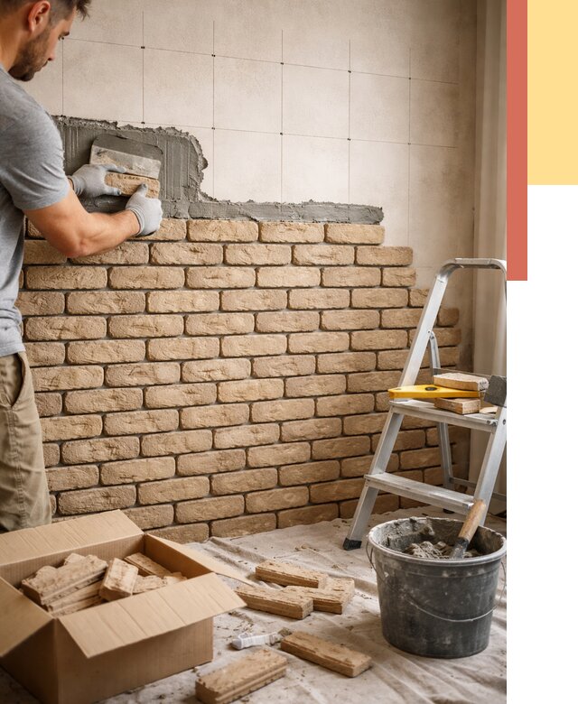 Монтаж декоративного кирпича в Дзержинске от 3253 руб./м² — быстро и недорого | ОТДЕЛОЧНИК-Дзр