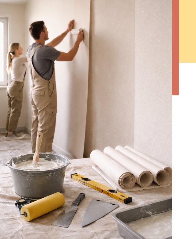 Поклейка бумажных обоев в Дзержинске от 5592 руб./м2 — быстро и недорого | ОТДЕЛОЧНИК-Дзр