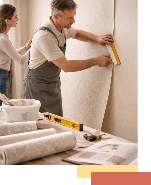 Поклейка обоев с подбором рисунка в Дзержинске