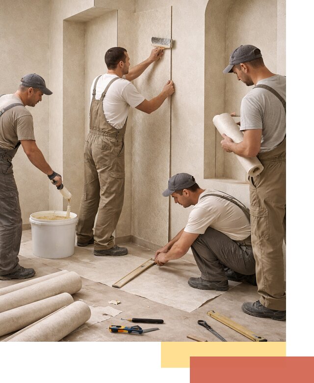 Поклейка обоев на сложные стены и неровные поверхности в Дзержинске