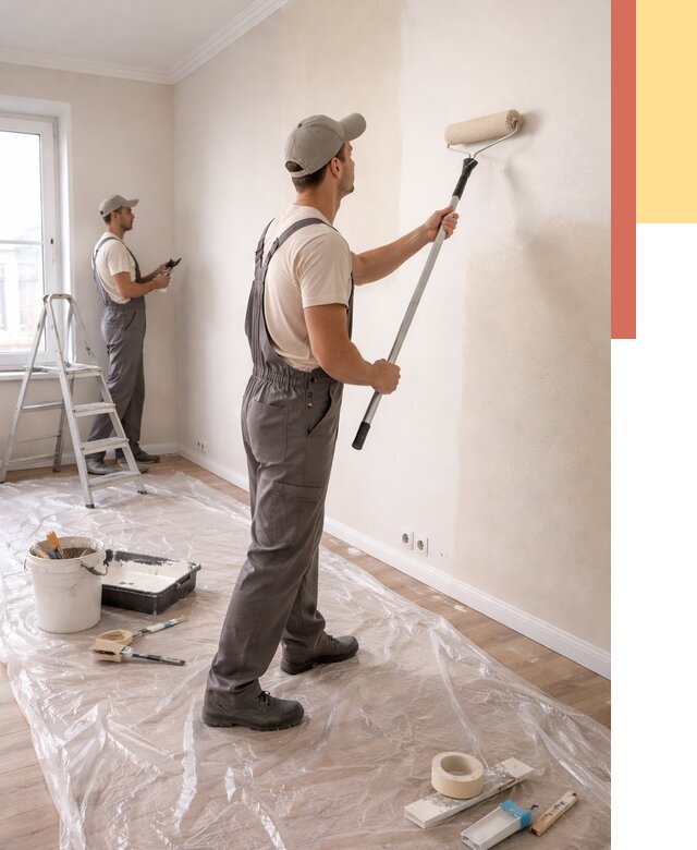 Покраска стен акриловой краской в Дзержинске от 3558 руб./м² — быстро и недорого | ОТДЕЛОЧНИК-Дзр