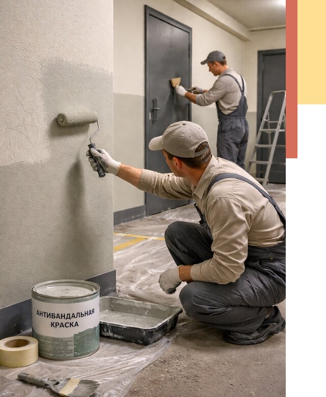 Покраска стен антивандальной краской в Дзержинске от 4575 руб./м² под ключ | ОТДЕЛОЧНИК-Дзр