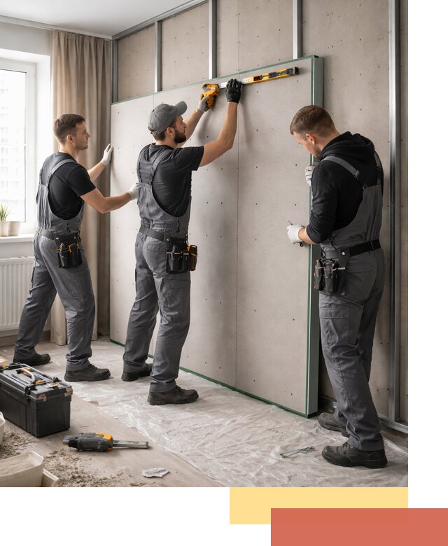 Шумоизоляция стен панелями ЗИПС в Дзержинске для жилых и коммерческих помещений