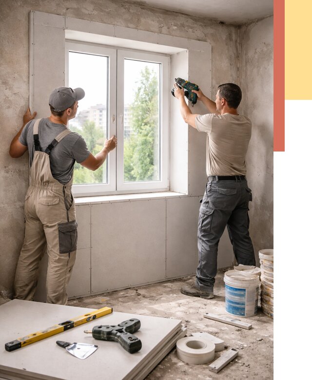 Монтаж откосов из гипсокартона в Дзержинске от 4575 руб. под ключ | ОТДЕЛОЧНИК-Дзр