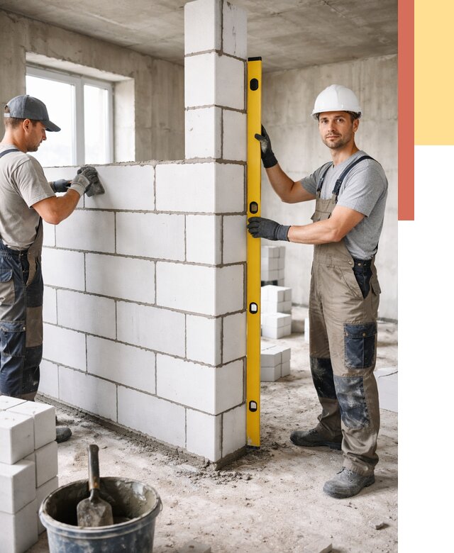 Кладка перегородок из пеноблока в Дзержинске от 1830 руб. под ключ | ОТДЕЛОЧНИК-Дзр