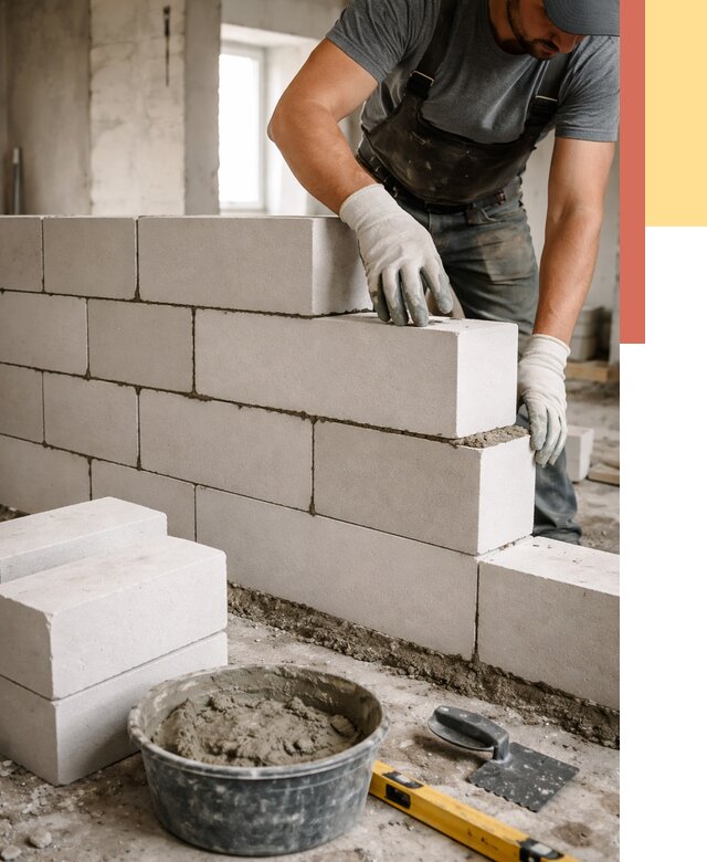 Кладка перегородок из силикатного блока в Дзержинске от 4067 руб. под ключ | ОТДЕЛОЧНИК-Дзр