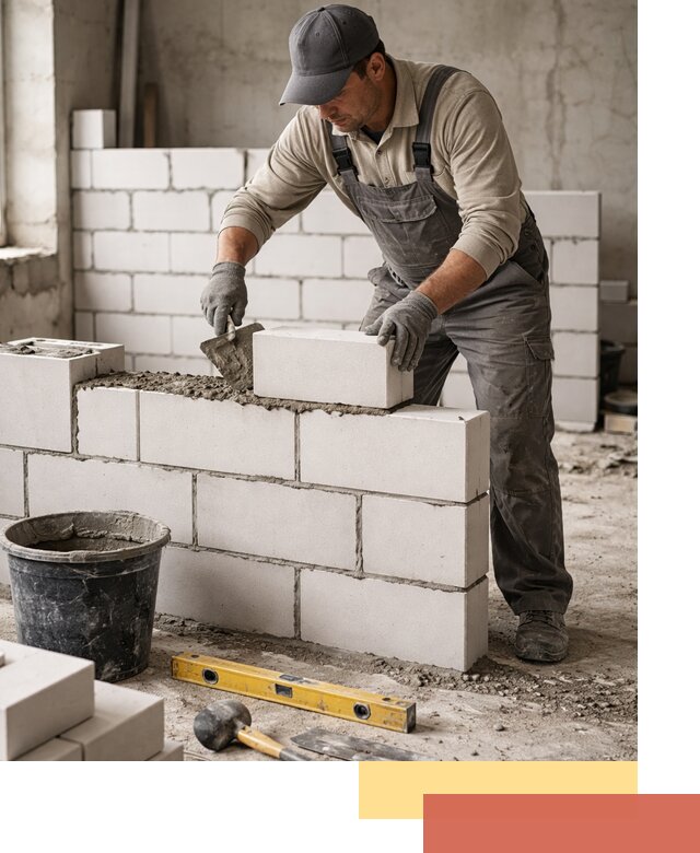 Кладка перегородок из силикатного блока в Дзержинске