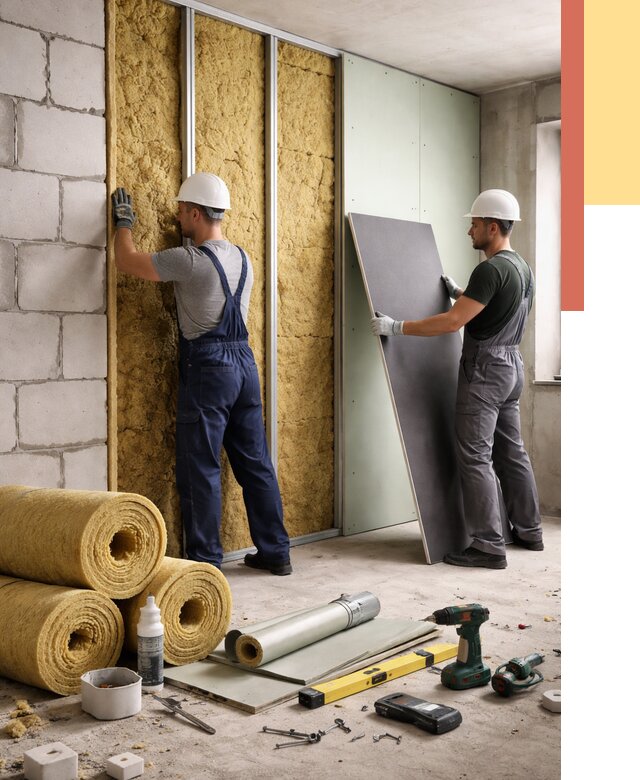 Шумоизоляция перегородок из блоков в Дзержинске от 1881 руб./м² — быстро и недорого | ОТДЕЛОЧНИК-Дзр