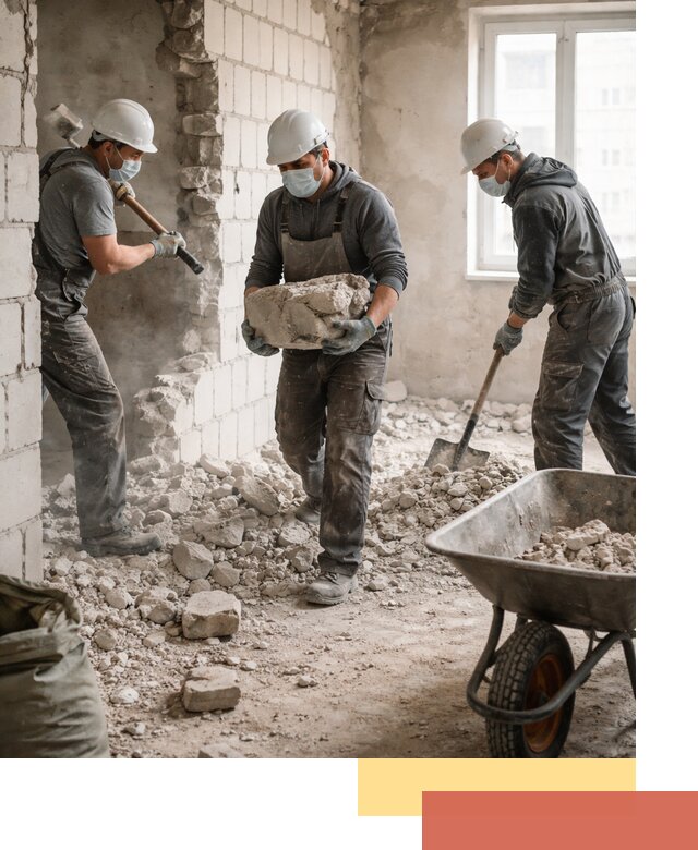 Демонтаж блочных перегородок в Дзержинске быстро и аккуратно