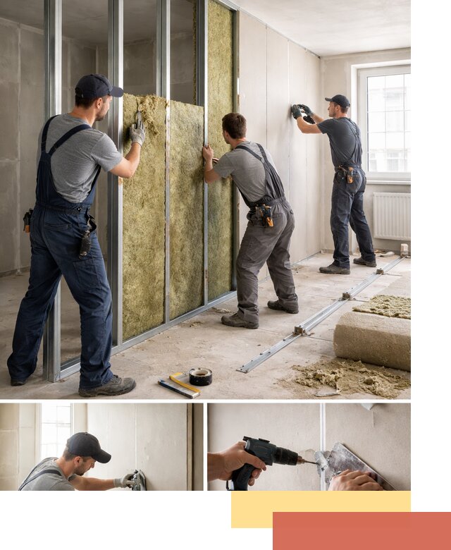 Перегородка из гипсокартона с шумоизоляцией в Дзержинске — монтаж под ключ