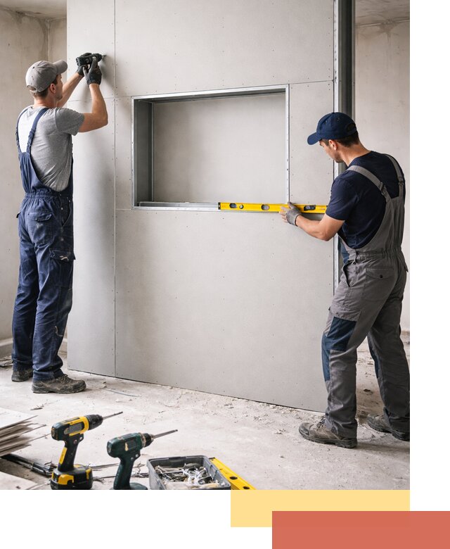 Перегородка из гипсокартона с нишей под декор в Дзержинске