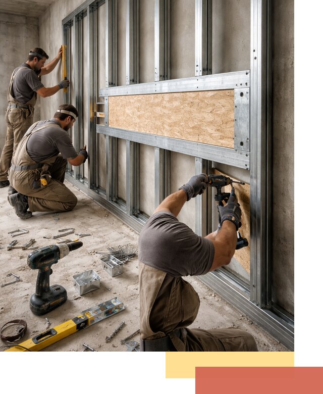 Усиленная перегородка для крепления тяжёлых конструкций в Дзержинске