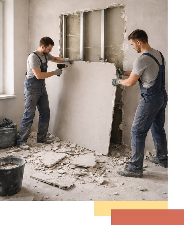 Демонтаж перегородки из гипсокартона в Дзержинске быстрый и аккуратный