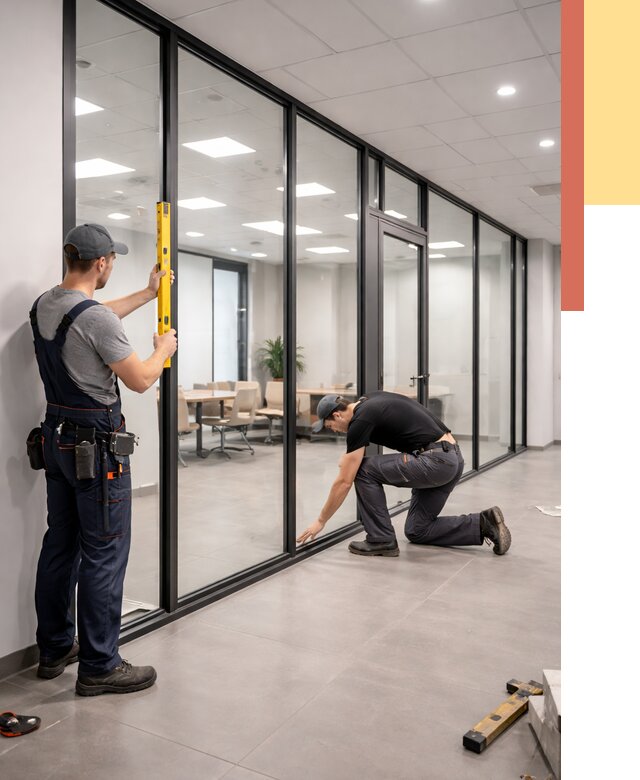 Каркасные стеклянные перегородки в Дзержинске под ключ от 9354 руб. | ОТДЕЛОЧНИК-Дзр