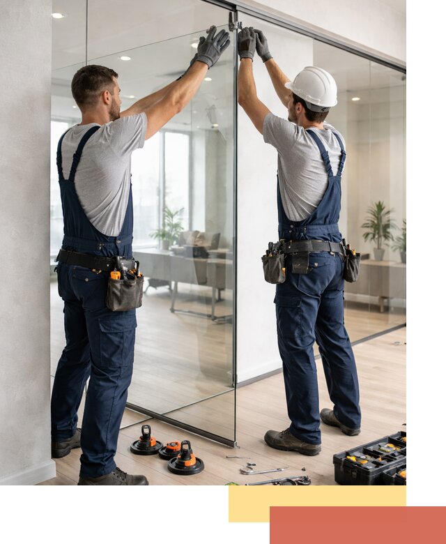 Безрамные стеклянные перегородки под ключ в Дзержинске