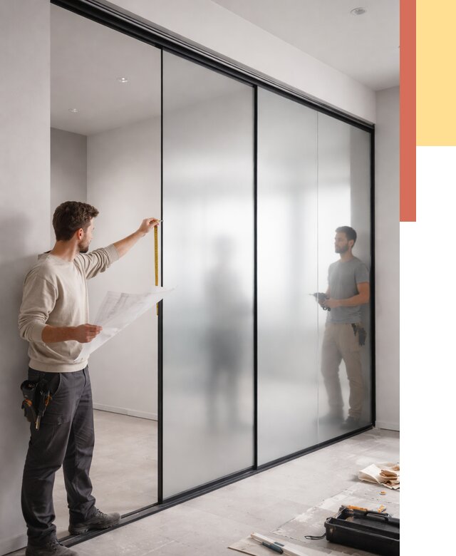 Матовые стеклянные перегородки в Дзержинске от 8642 руб. — монтаж и установка | ОТДЕЛОЧНИК-Дзр