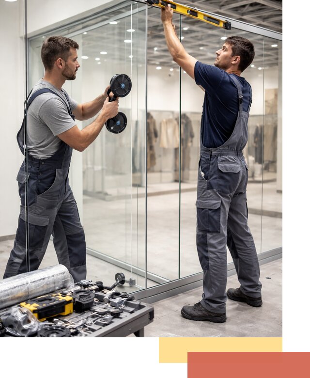 Стеклянные перегородки для магазинов в Дзержинске — монтаж и установка