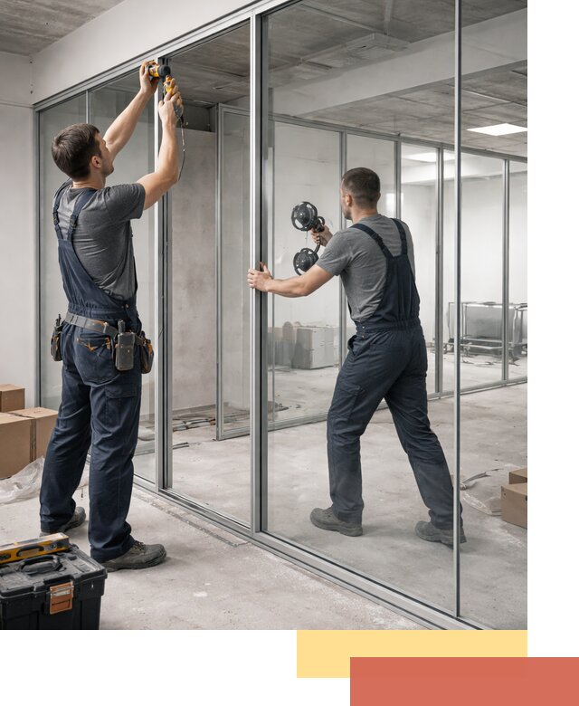 Алюминиевые перегородки со стеклом в Дзержинске — изготовление и монтаж