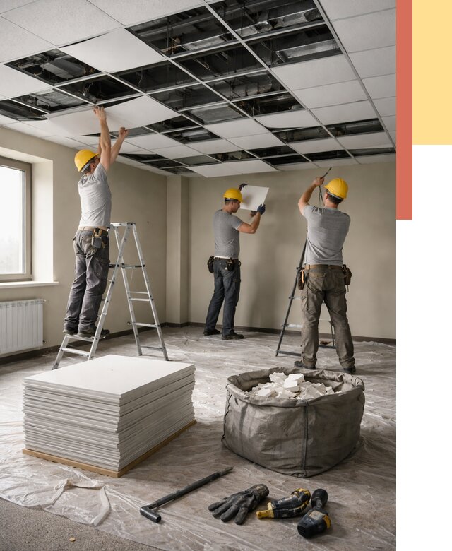 Демонтаж потолка Армстронг в Дзержинске от 4575 руб. быстро и недорого | ОТДЕЛОЧНИК-Дзр