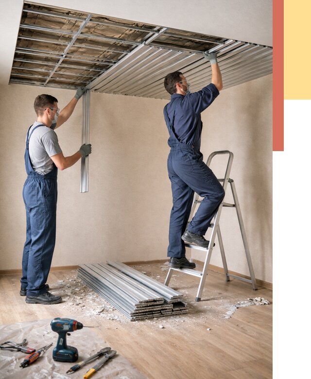 Демонтаж реечного потолка в Дзержинске от 4575 руб. быстро и недорого | ОТДЕЛОЧНИК-Дзр