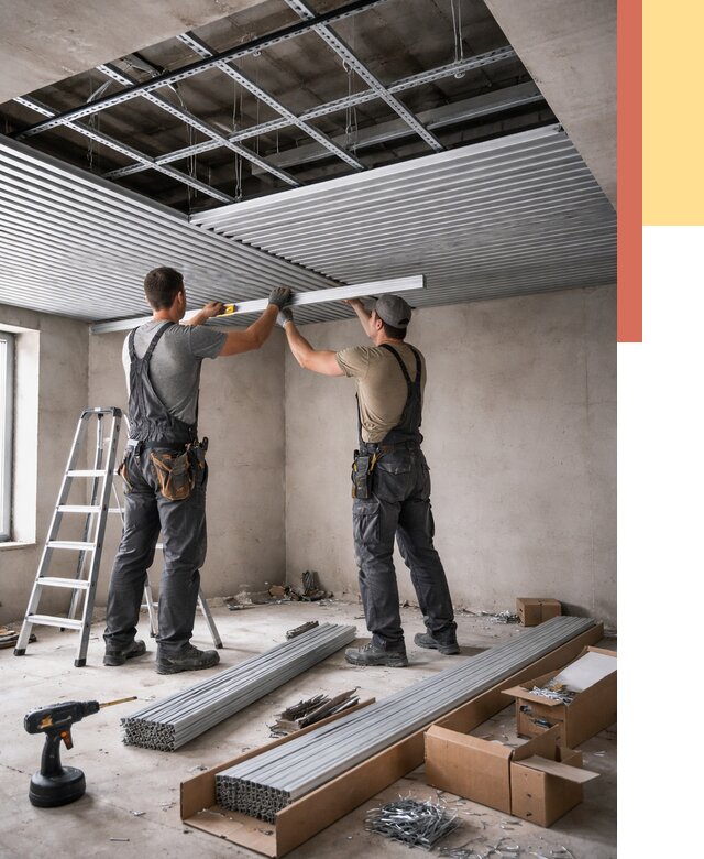 Монтаж реечного потолка в Дзержинске от 4575 руб. под ключ | ОТДЕЛОЧНИК-Дзр