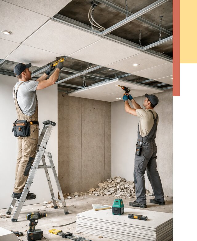 Монтаж акустического потолка в Дзержинске от 6609 руб/м2 — быстро и недорого | ОТДЕЛОЧНИК-Дзр