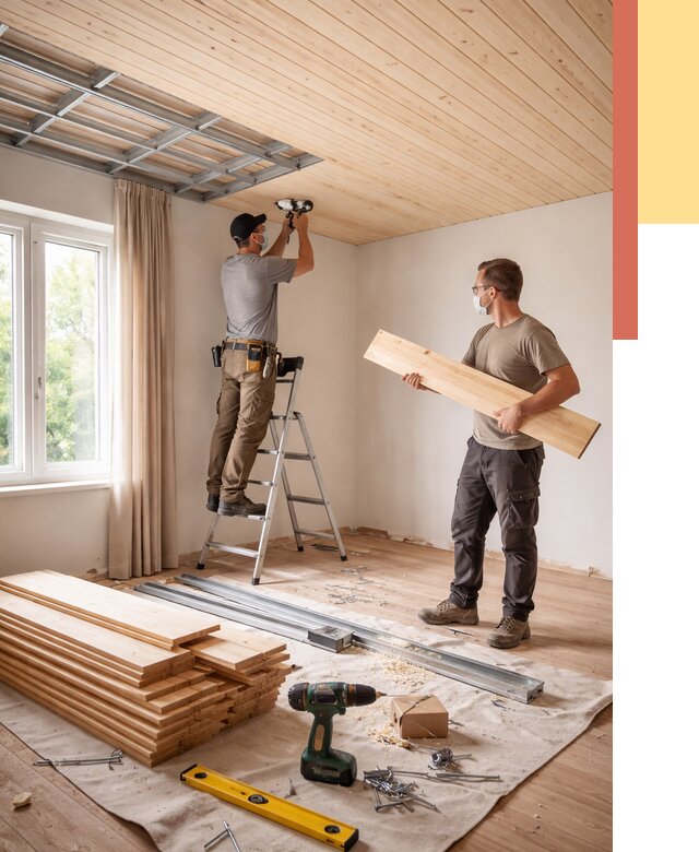 Монтаж потолка из вагонки в Дзержинске от 6609 руб. | Быстро и недорого — ОТДЕЛОЧНИК-Дзр