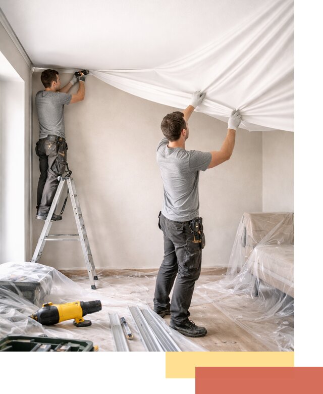 Монтаж тканевого натяжного потолка в Дзержинске недорого и быстро