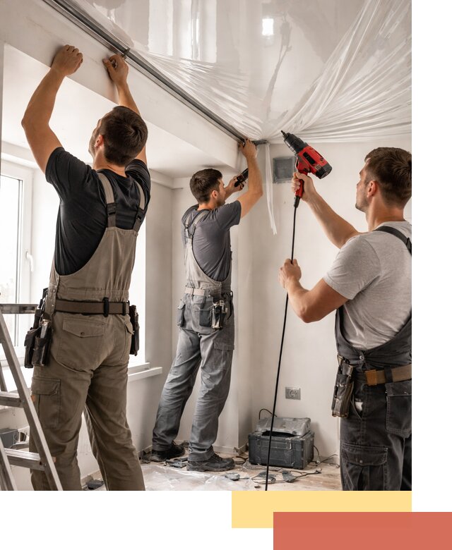 Монтаж глянцевого натяжного потолка в Дзержинске быстро и качественно