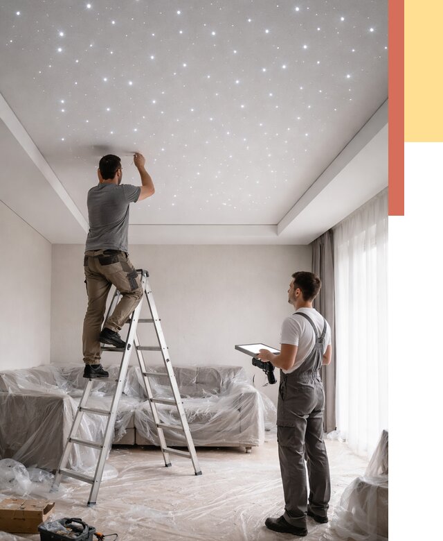 Монтаж натяжного потолка «звездное небо» в Дзержинске от 6609 руб. | ОТДЕЛОЧНИК-Дзр