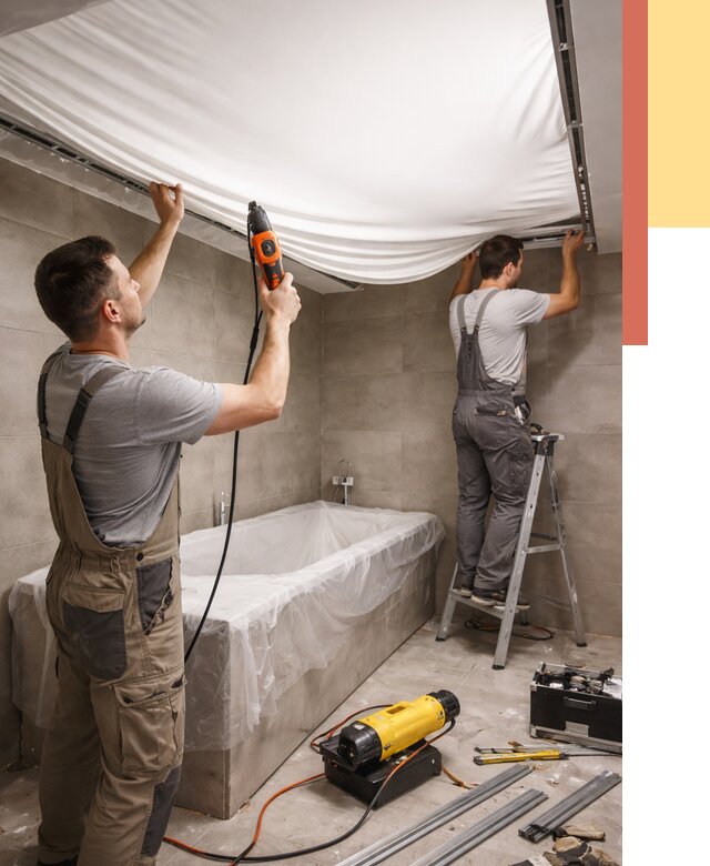 Монтаж натяжного потолка в ванной в Дзержинске от 1220 руб. под ключ | ОТДЕЛОЧНИК-Дзр