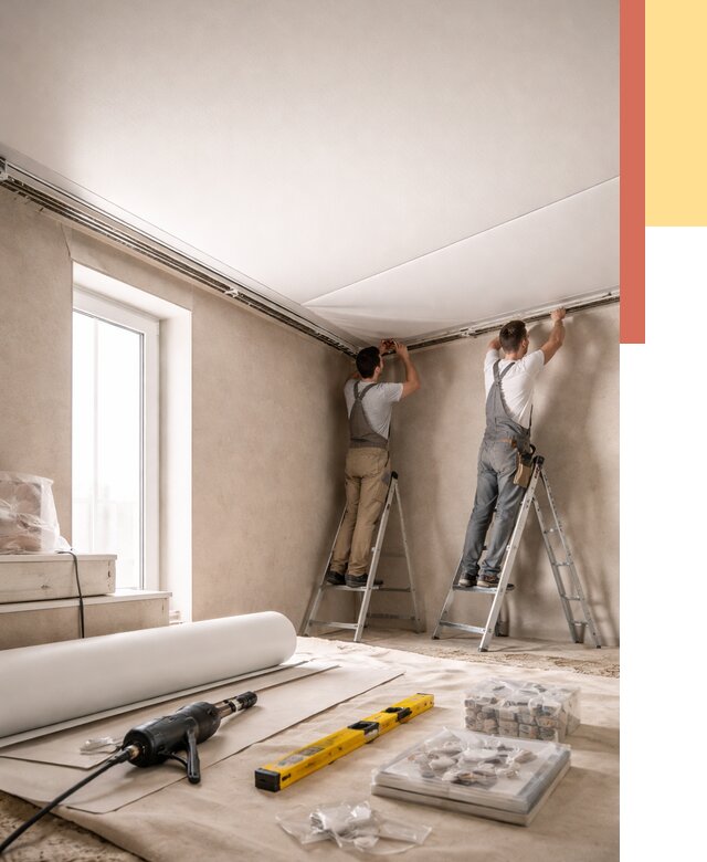 Монтаж натяжного потолка в спальне в Дзержинске от 3863 руб. под ключ | ОТДЕЛОЧНИК-Дзр