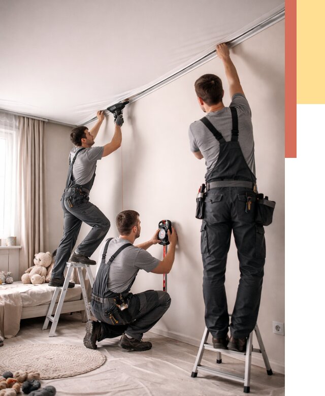 Монтаж натяжного потолка в детской в Дзержинске от 3558 руб. — быстро и недорого | ОТДЕЛОЧНИК-Дзр