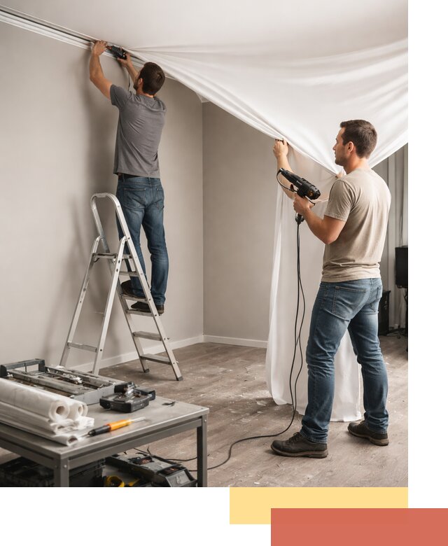 Монтаж натяжного потолка в студии в Дзержинске