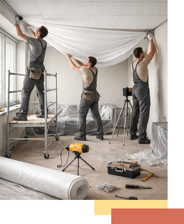 Монтаж натяжного потолка в офисе в Дзержинске