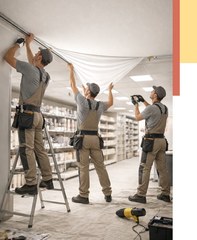 Монтаж натяжного потолка в магазине в Дзержинске от 4575 руб. быстро и недорого | ОТДЕЛОЧНИК-Дзр