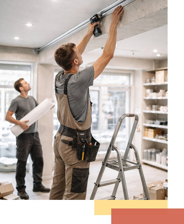 Монтаж натяжных потолков в магазине в Дзержинске