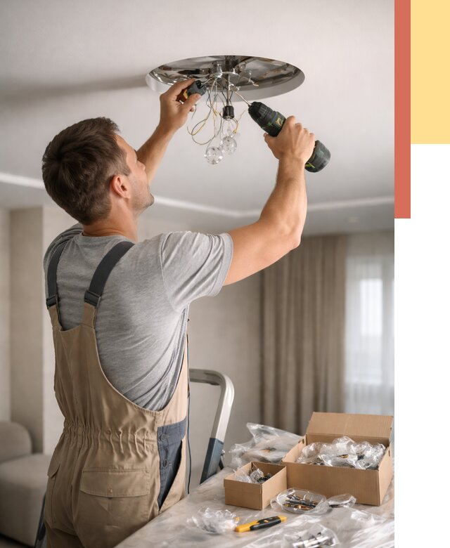 Установка люстры в натяжной потолок в Дзержинске от 1220 руб. | Быстро и недорого — ОТДЕЛОЧНИК-Дзр